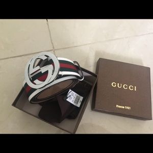 Gucci belt white red green web